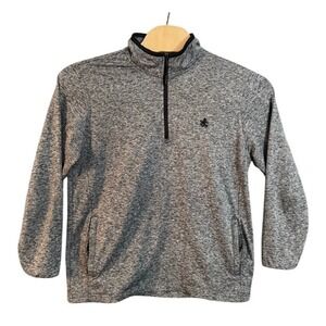 Rugby University Mens Large Gray Space Dye Quarter Zip Extreme Stretch Pullover